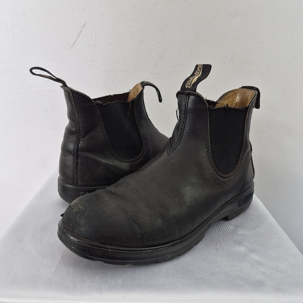 Blundstone Classic Rustic Black Chelsea Boots Unisex Leather Pull On UK6 M7 W9